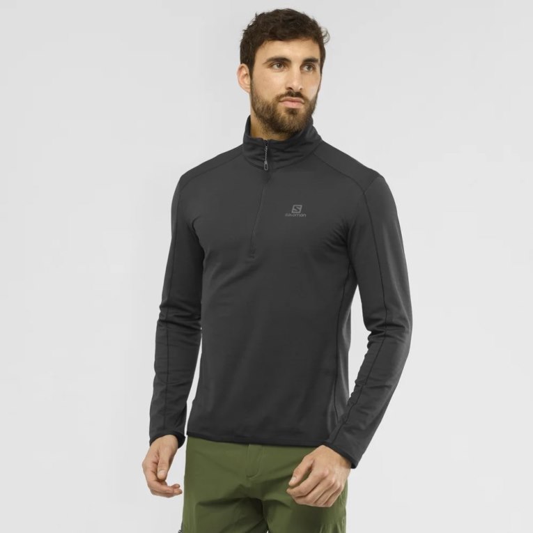 Sudaderas Salomon Essential Lightwarm Half Zip Hombre Negros | MX FXMV371